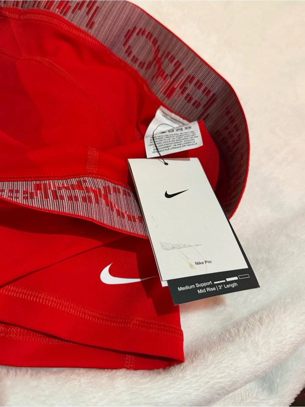 Nike Women’s Red Pro Bike Shorts with Subtle Branding